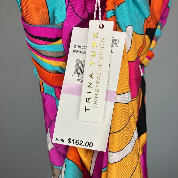 NWT TRINA TURK Gemini Plunge One Piece Floral Bright Color 6 - Picture 4 of 6